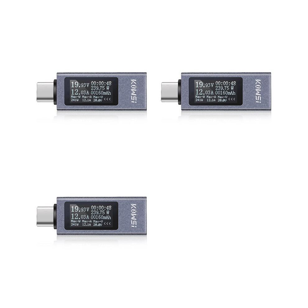 3X Kowsi Type-C Digital Display Ammeter Power Meter 4-30V 12A Voltmeter Ammeter Capacity Tester Kws-2301C 4711459404955