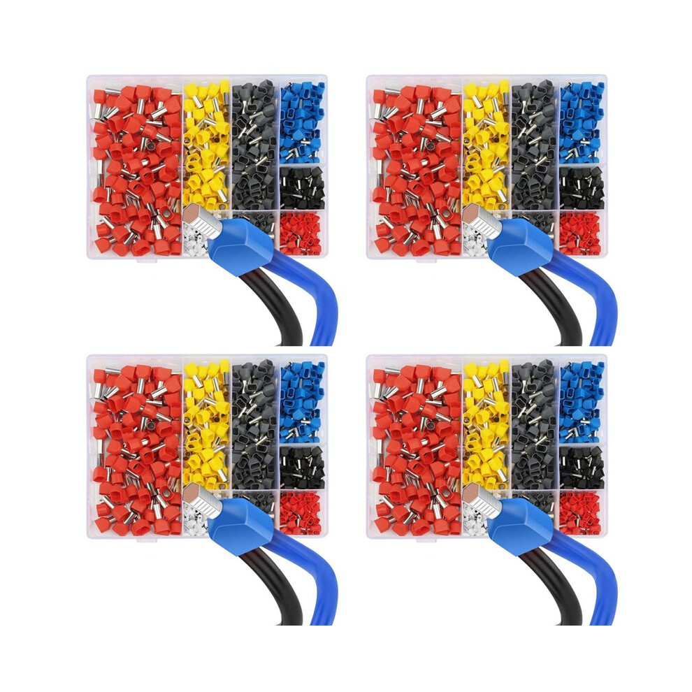 3000Pcs Twin Wire Ferrules Kit Wire Terminal Ferrules Crimp Connector Twin Ferrules Dual Bootlace Ferrule Teminator Kit 6034096257134