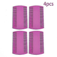 (Rose red) Plastic Double Sided Fine Tooth Head Lice Hair Pet Cat Dog Cleaning Supplies
