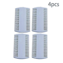 (White) Plastic Double Sided Fine Tooth Head Lice Hair Pet Cat Dog Cleaning Supplies