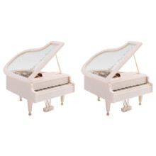 2X Piano Muziekdoos, Witte Uurwerk Mechanische Speeldozen, Klassieke Muziekdoos voor Meisjes Verjaardagscadeau of Desktop Decor