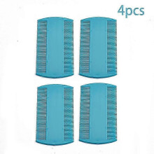 (Light blue) Plastic Double Sided Fine Tooth Head Lice Hair Pet Cat Dog Cleaning Supplies