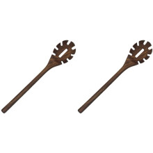 2X Valnötsträ Spaghetti Pasta Server Långt Skaft Trä Pastasked med Tänder Pasta Gafflar Valnöt Trä Köksredskap