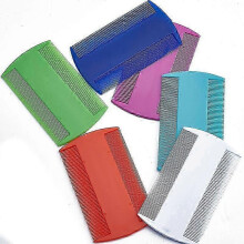 (Green) Plastic Double Sided Fine Tooth Head Lice Hair Pet Cat Dog Cleaning Supplies