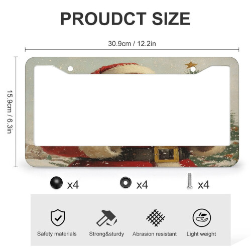Vintage Santa License Plate Frame Aluminum 2-Pack 2