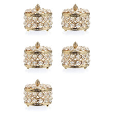 5X Crystal Mirrored Box Jewelry Trinket Organizer Box Home Decor Ring Earrings Necklace Holder Keepsake Box(Gold)