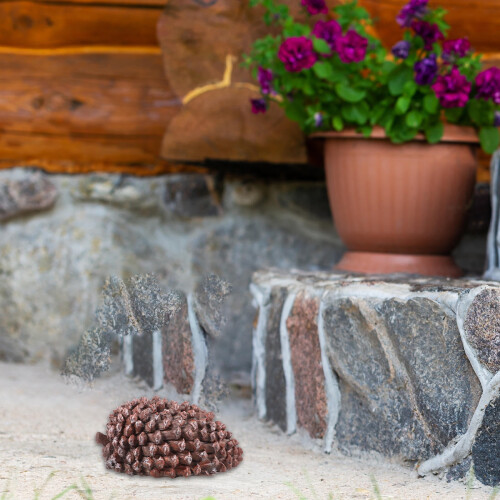 Decorative Brown Pine Cone Key Storage Box for Outdoor Garden Use 2