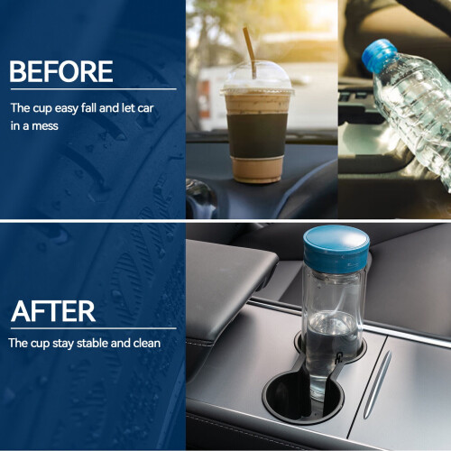 XUKEY Center Console Cup Holder Insert Slip Clip for Tesla 1
