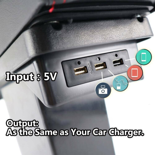 Apoio de braço para Kia Soul 2010-2013, console central com porta USB e compartimento interno. 2