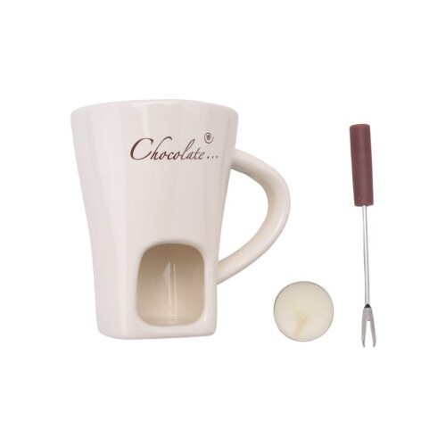Fondue Mug Set Chocolate Cheese Milk Cream Making Set Single Butter Melter Baking Cup Candlestick White 1