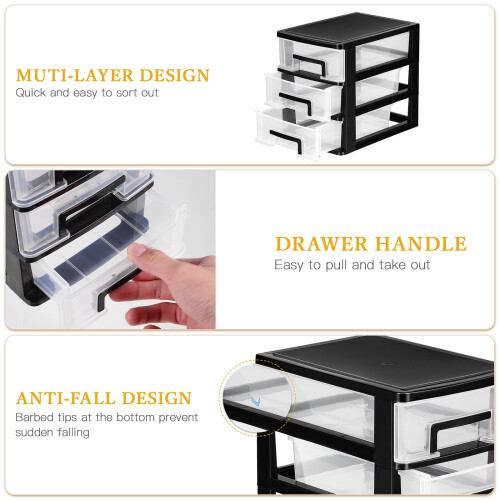 Multi Layer Storage Drawers Desktop Cabinet Black Practical Organizer for Cosmetics 2