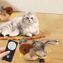 Electronic Cat Toy Interactive Sparrow Shaped Bird Simulation Sound Toy Plush Cats Pets Teasing Toys Kitten Chirping Toy