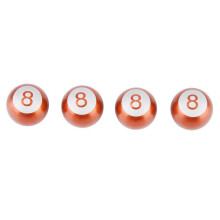 4X Orange Aluminium 8-Ball Reifenventilkappen für Motorrad, Auto, LKW Staubschutzkappen