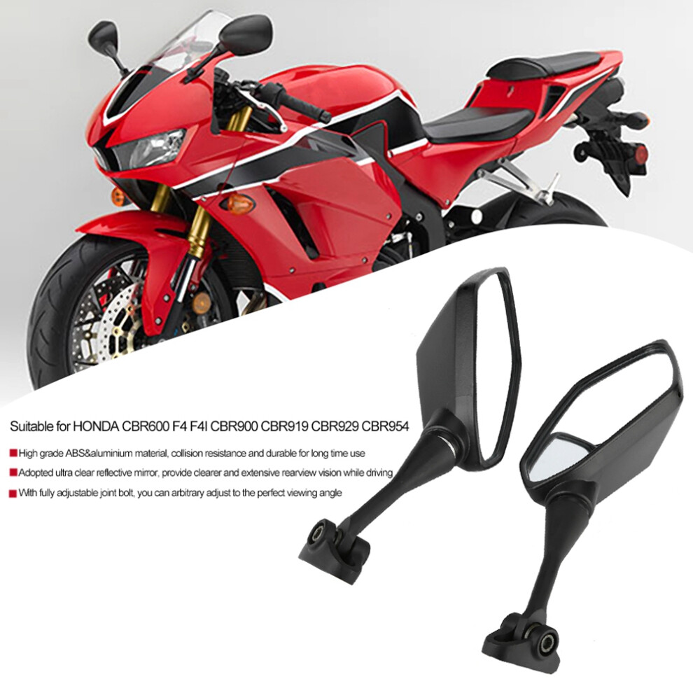 2Pcs Adjustable Aluminum Motorcycle Rearview Mirrors For Cbr600 & Cbr900 Black 9451390790506