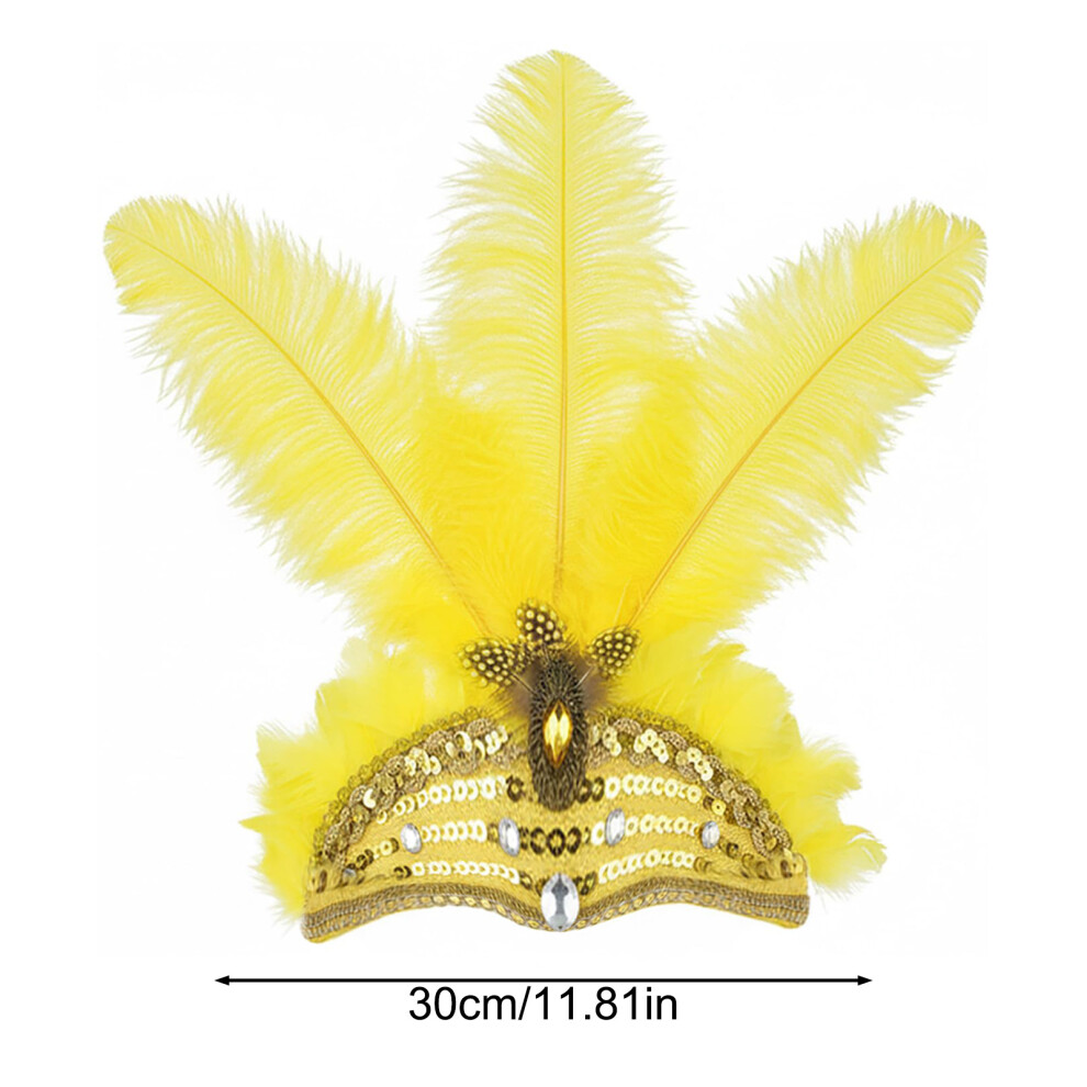 Roc-Electron (Yellow) Feather Headband For Halloween & Christmas Party