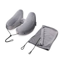 Aufblasbares Nackenkissen mit Kapuze Grey
