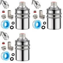 3X 304 Stainless Steel Fully Automatic Water Level Control Float Valve, 1/2In 3/4In Auto Fill Shut Off Water Float Valve
