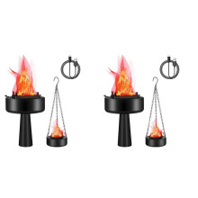 2X 3D Fake Fire USB Rechargeable Fake Campfire, Portable Fake Fire Light Electric Fake Flame Light Fake Flame Lamp