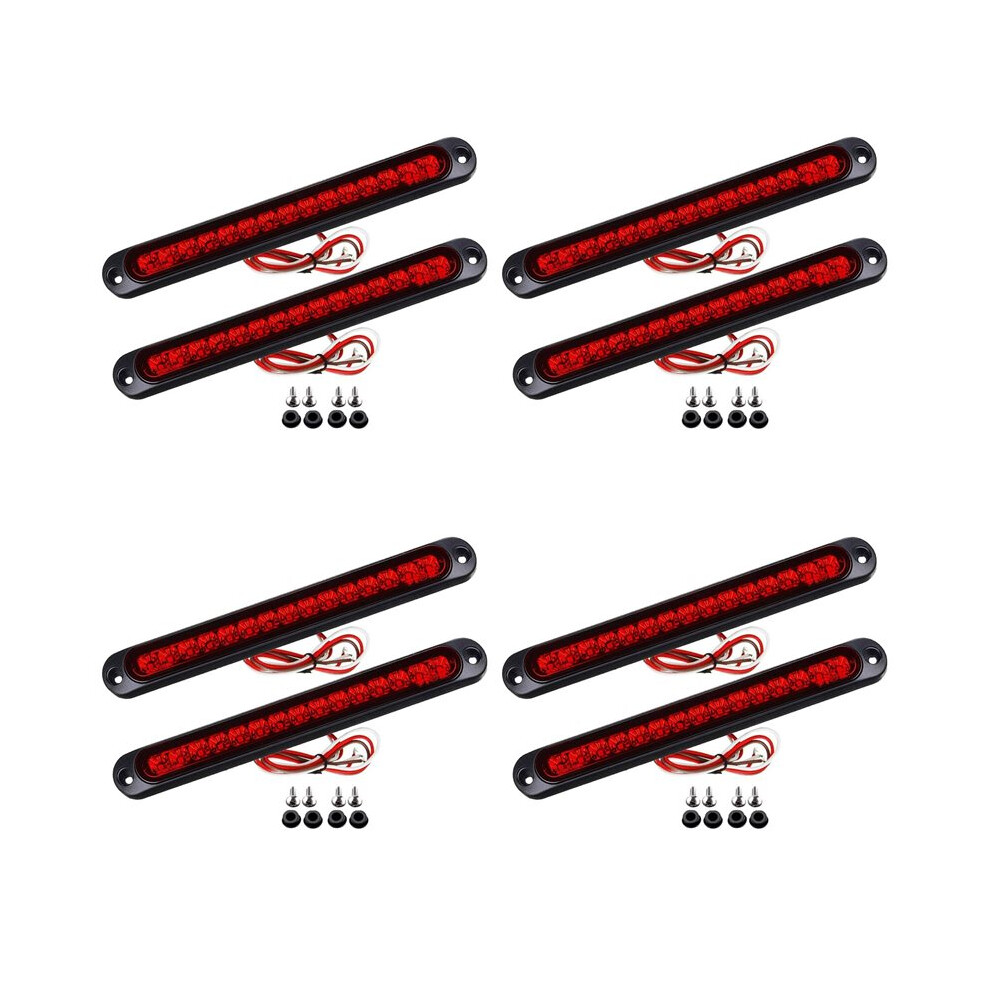 8Pcs 10Inch 15 Led Trailer Led Stop Turn Tail Third Brake Bar Strip For Heavy Duty Boats Trucks Light/Red 6034032732671