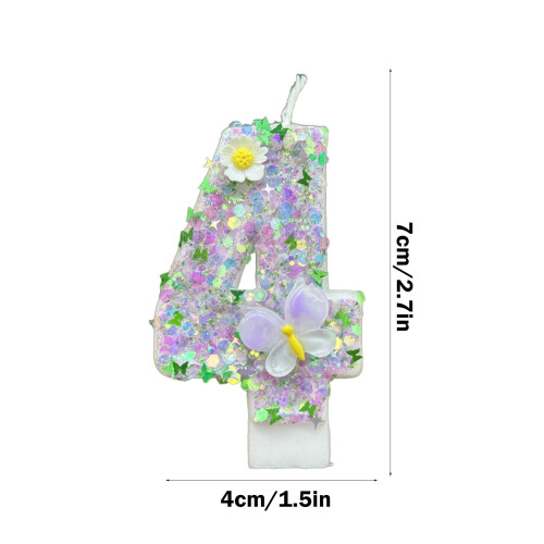 Glitter3D Κεριά με Αριθμούς για Τούρτες Γενεθλίων Κορίτσι Γυναικεία Γλυκό Θέμα 2
