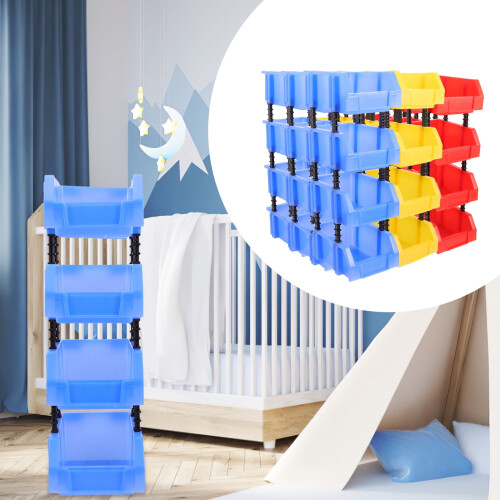 12Pcs Nesting Shelf Bin Boxes Stackable Storage Bins Hardwares Boxes Warehouse Storage Bins 1