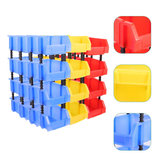 12Pcs Nesting Shelf Bin Boxes Stackable Storage Bins Hardwares Boxes Warehouse Storage Bins 2