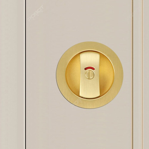 Round bathroom sliding door lock single hook with red and green indicator lock 2