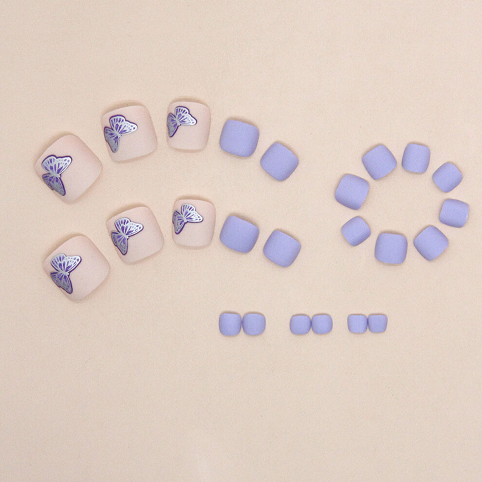 Dcph-Clothing 24Pcs Matte Butterfly Press On Nails For Girls