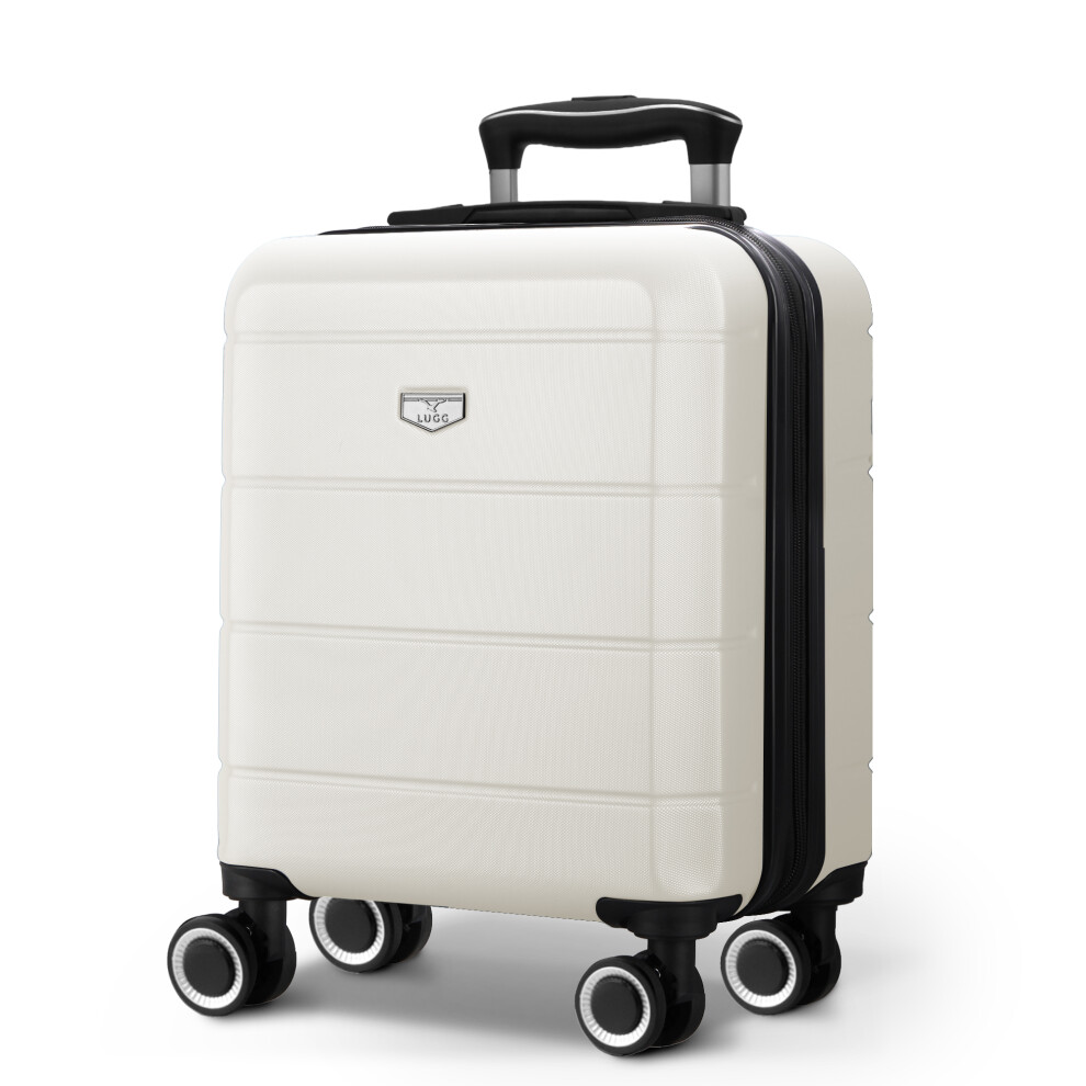 Lugg 15 Inch Jetset Lightweight Travel Cabin Bag Carry On Approved Suitcase Abs Shell Protection Water Resistant & Safe Locking System, Ivory