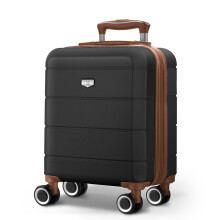 LUGG 15 Inch Jetset Lightweight Travel Cabin Bag Carry On Approved Suitcase ABS Shell Protection Safe Locking System, Black and Brown