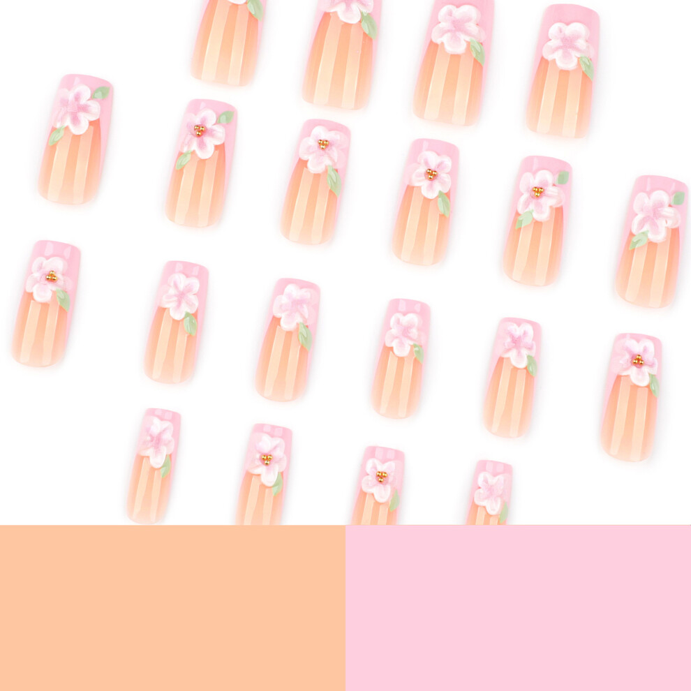 Zhouq-Outdoors 24Pcs French Pink Press-On Nails For Women
