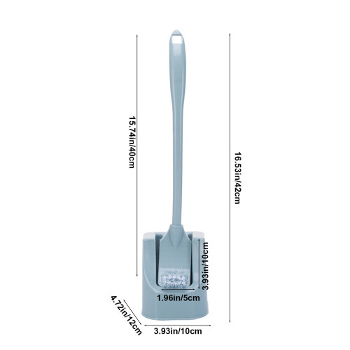 Toilet Brush Set with Long Handle and Wall-Mounted Base 2