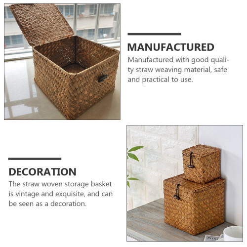3 Pcs Black Wire Basket Small Wicker with Lid Storage Environmentally Friendly 1