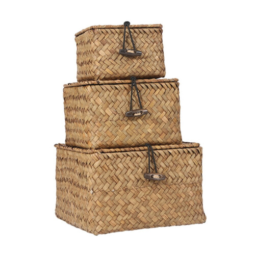 3 Pcs Black Wire Basket Small Wicker with Lid Storage Environmentally Friendly 2