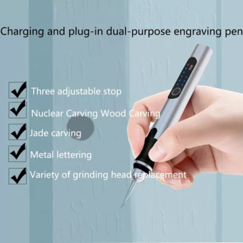 Mini Cordless Electric Engraving Pen with 33 Drill Bits, Grey 2
