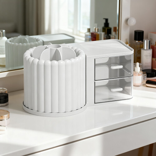 Stylish Makeup Organizer With Drawer In Elegant Design For Desktop Storage 2