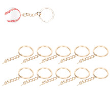 10 Stück Metall DIY Schlüsselringe mit Ketten, Augenschraub-Anhänger, Schmuck, 28mm