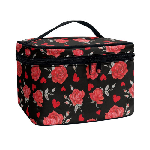 Portable makeup bag roses design polyester 1 piece 1