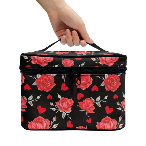 Portable makeup bag roses design polyester 1 piece 2