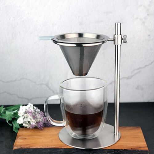 Adjustable Stainless Steel Pour Over Coffee Maker Stand with Drip Cone Filter 2