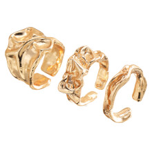 (6226001) Chunky Gold Rings Set - 3pcs, Elegant Jewelry for Women
