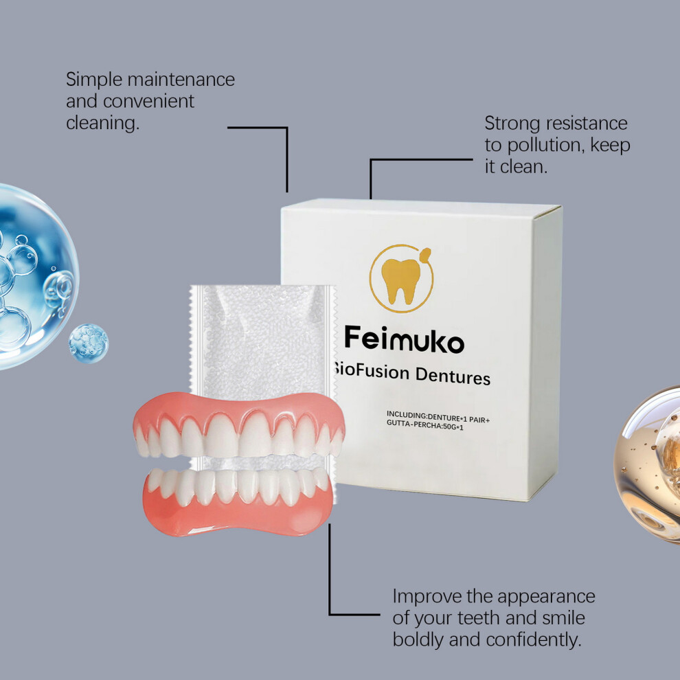 Hue-Grain Smile Enhancer Denture Set - Anti-Stain, Comfort Fit