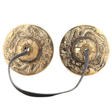 Handgefertigte tibetische Meditationsglocke Nr. 3 mit heiligem Symbol, Messing, 6,5 cm