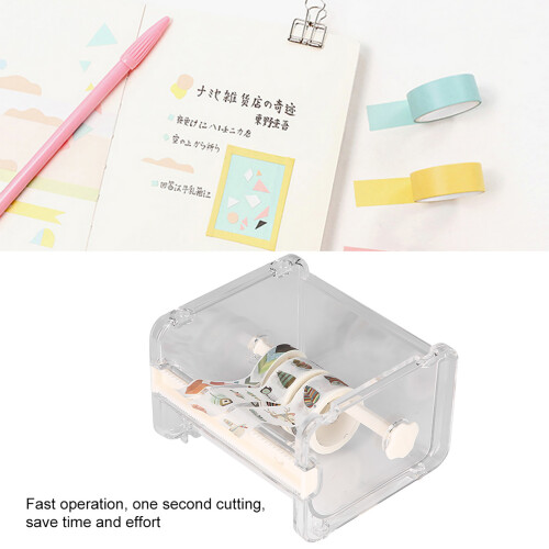 White Plastic Tape Cutter with Storage