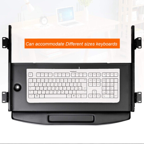 Under Desk Keyboard Tray with 360 Rotating Mouse Platform, Height Adjustable Ergonomic Drawer, Black 1