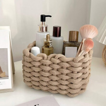 (Khaki) 2PCS Small Woven Storage Baskets for Nursery