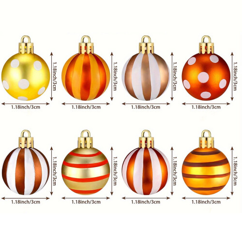 24pcs Orange Plastic Christmas Hanging Balls 3cm 2