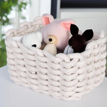 (White) 2PCS Small Woven Storage Baskets for Nursery