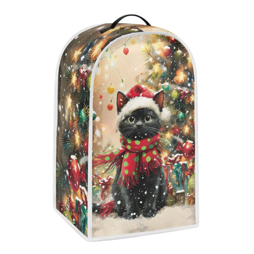 Dust Protector Polyester Coffee Machine Dust Cover Christmas Cat Pattern Handle Kitchen Blender Dust Cover for Kitchen Use 1