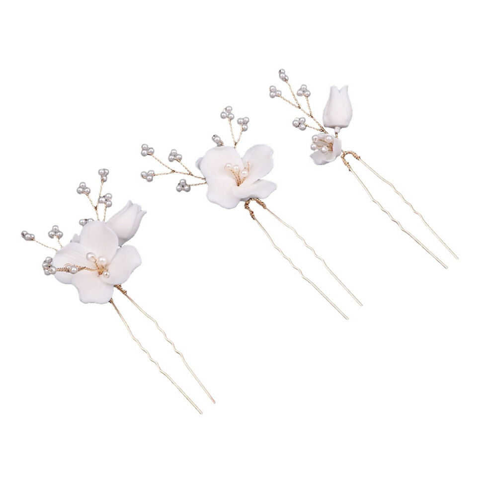 Dcph-Clothing 3Pcs Ceramic Flower Hairpins - Luxurious Hair Jewelry